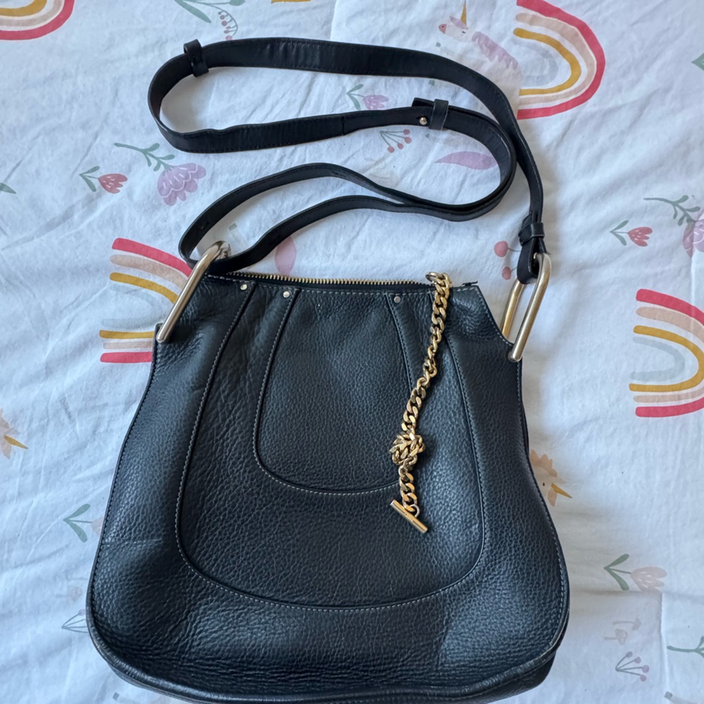 Chloe Black Crossbody Bag with Gold Chain